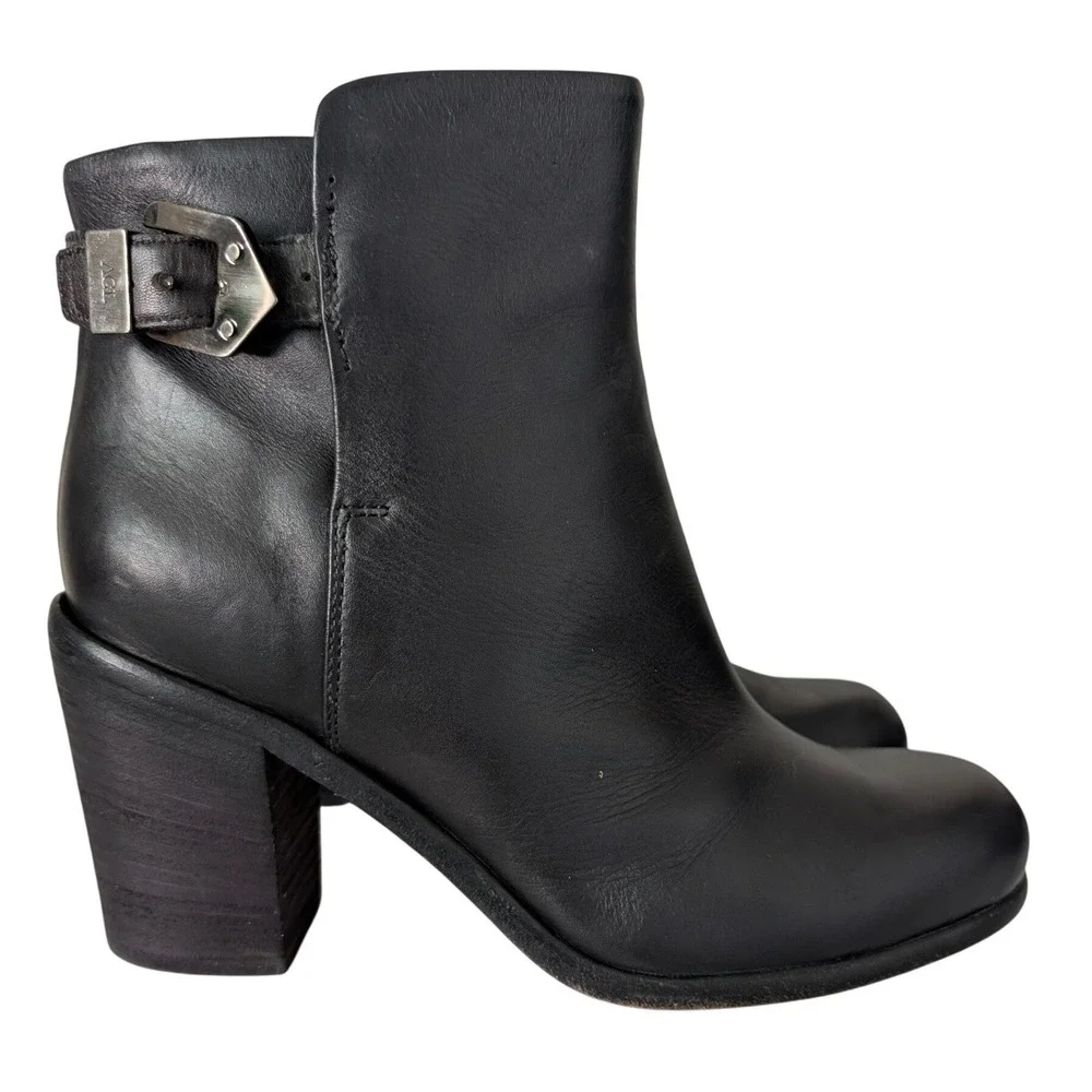 AGL Attilio Giusti Leombruni Black Leather Ankle Boots Women 8/EU 38.5 Capsule